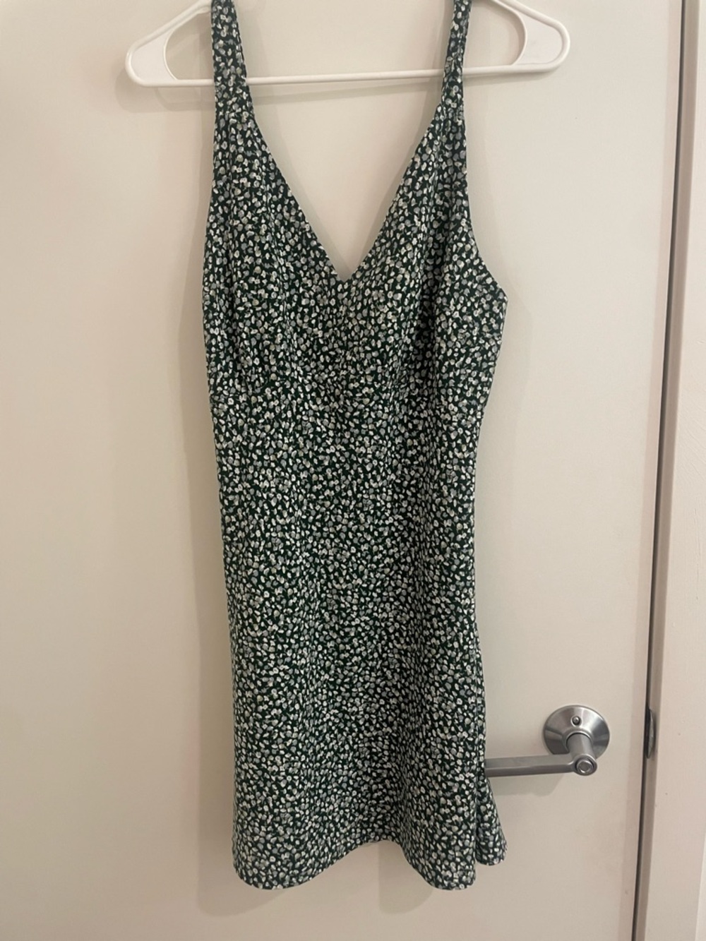 Abercrombie & Fitch Dark Green Ditsy Floral V-Neck Slip Dress